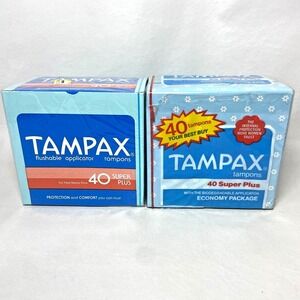 Vintage 1980s Lot of 2 Tampax Super Plus Tampons Flushable Applicator‎ NOS Prop